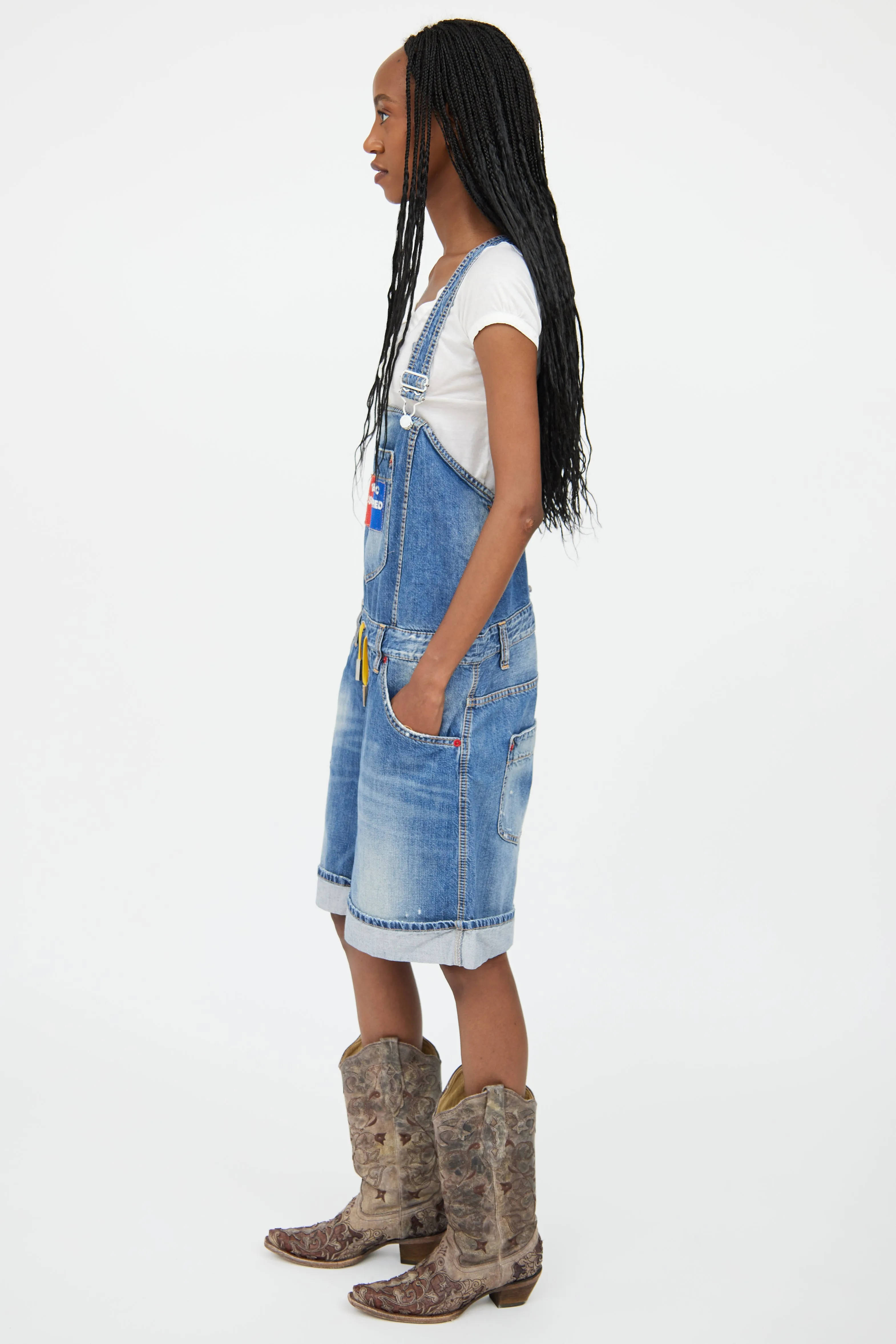 Medium Wash Cropped Logo Overall