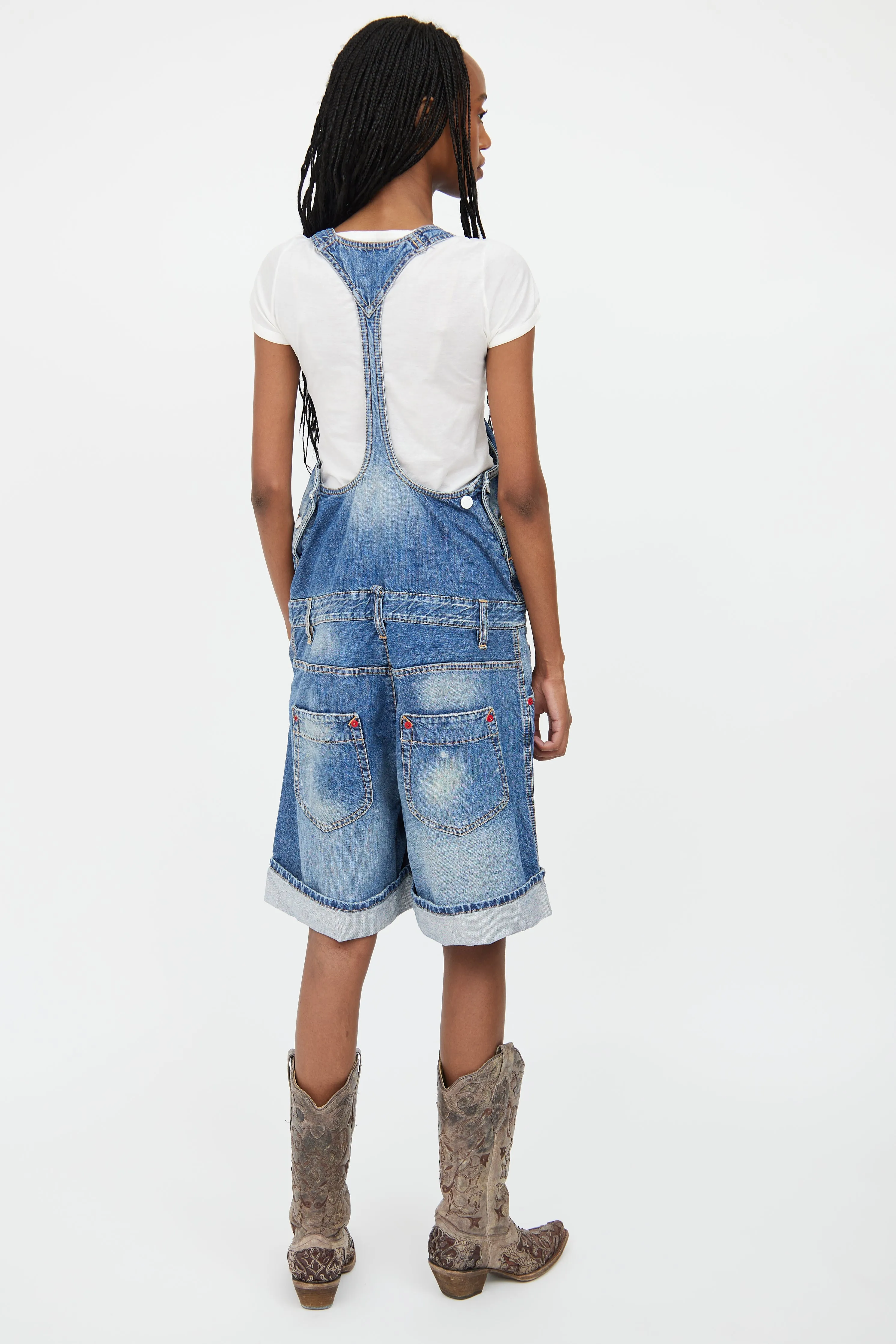 Medium Wash Cropped Logo Overall