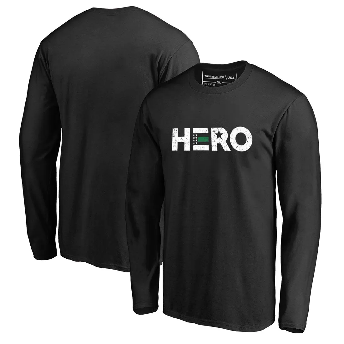 Men's Long-Sleeve T-Shirt, HERO - Thin Green Line USA