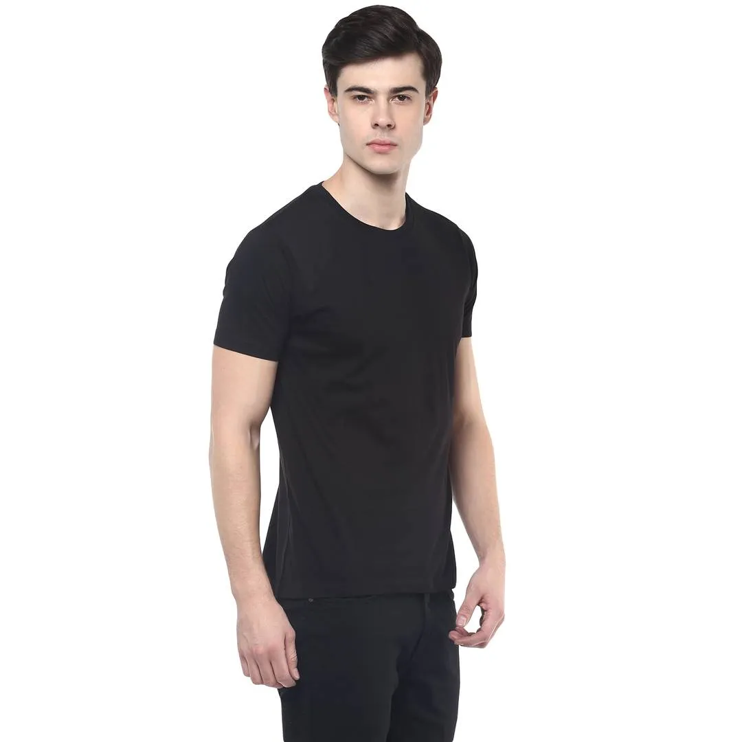 Men's Solid White & Black Round Neck Half Sleeve T-Shirt (Pack of 2)