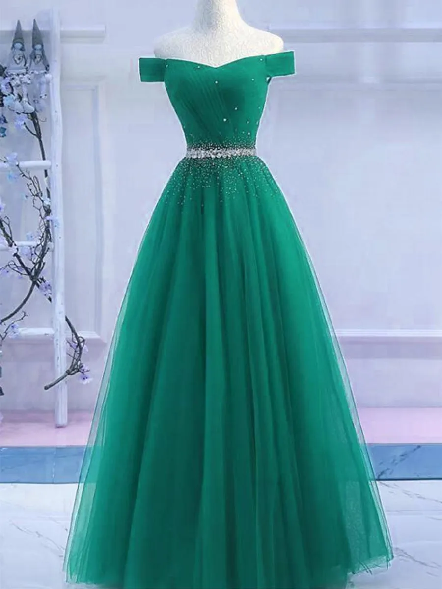 Off Shoulder Sequins Burgundy/Green Long Prom, Off Shoulder Burgundy Formal, Green Evening