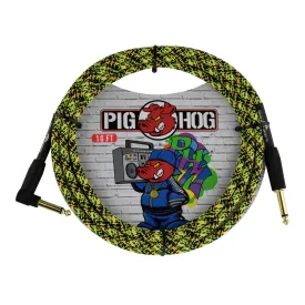 Pig Hog "Yellow Graffiti" Instrument Cable, 10ft Right Angle PCH10GYWR