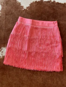 Pink Fringe Mini Skirt