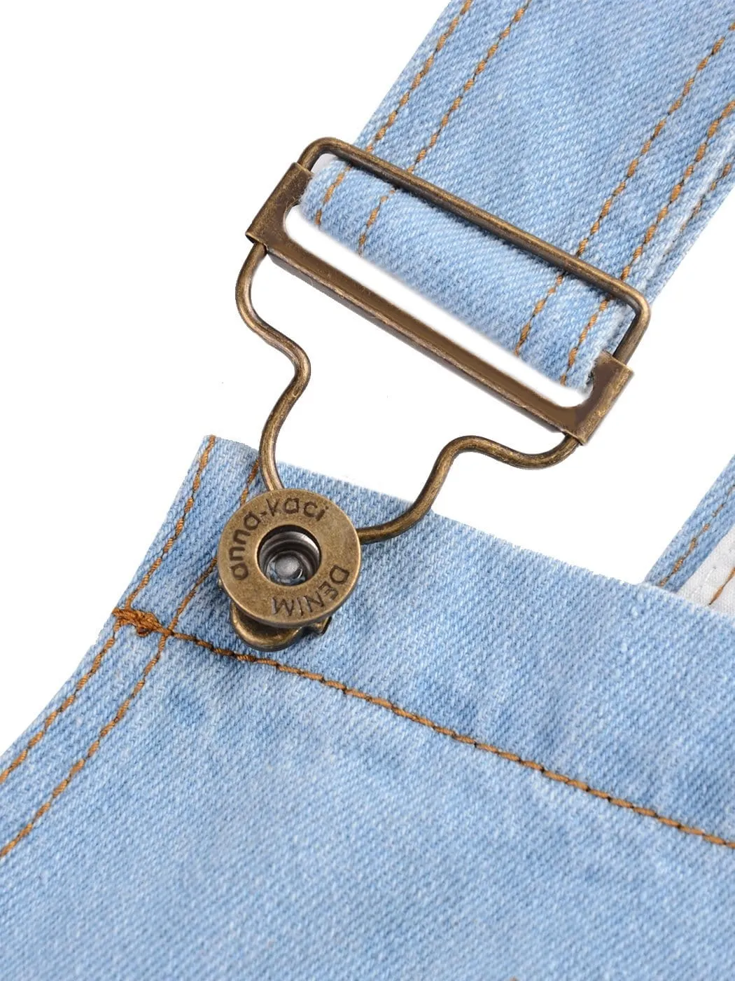 Pocket Denim Tapered Leg Overalls