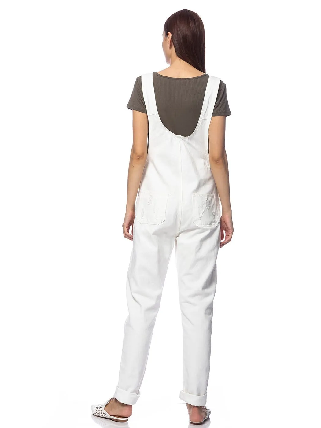 Pocket Denim Tapered Leg Overalls