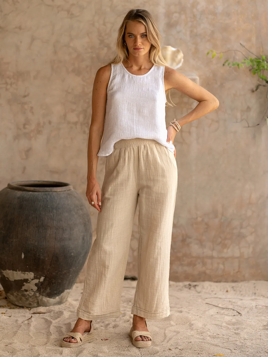 Sancia Cotton Pants Stone