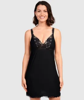 Sans Complexe Arum Lace Trim Chemise Wire-free Nightdress - Black