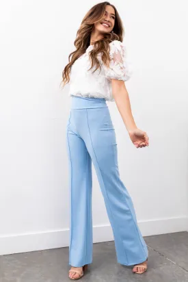 Sky Vertical Seam Wide Leg Pants