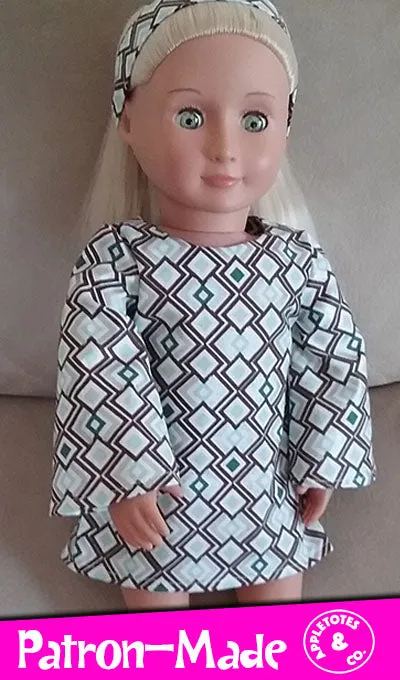 Stevie 70s Dress Sewing Pattern for 18" Dolls