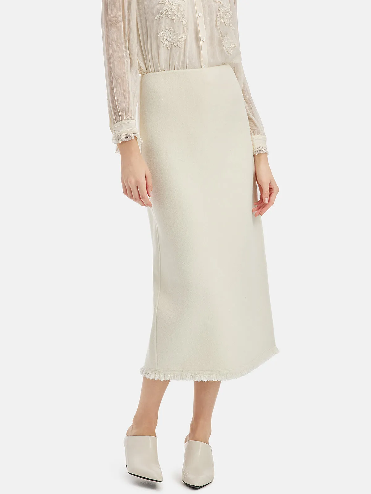 Tailored Wool Straight Skirt