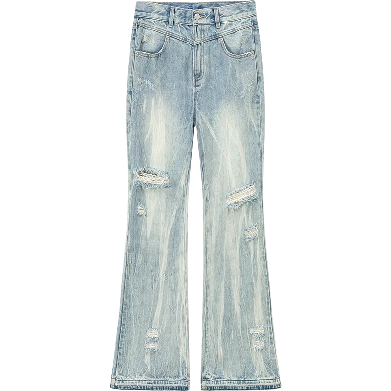 Tie-Dye Ripped Bootcut Jeans