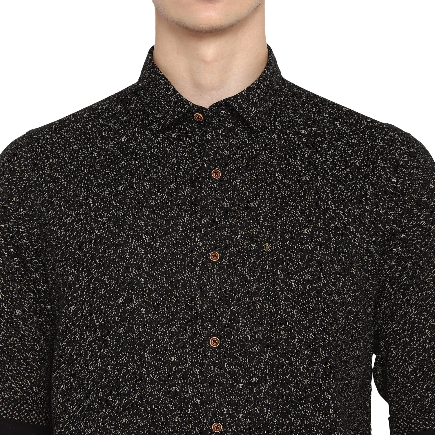 Turtle Men Black Cotton Printed Slim Fit Shirts