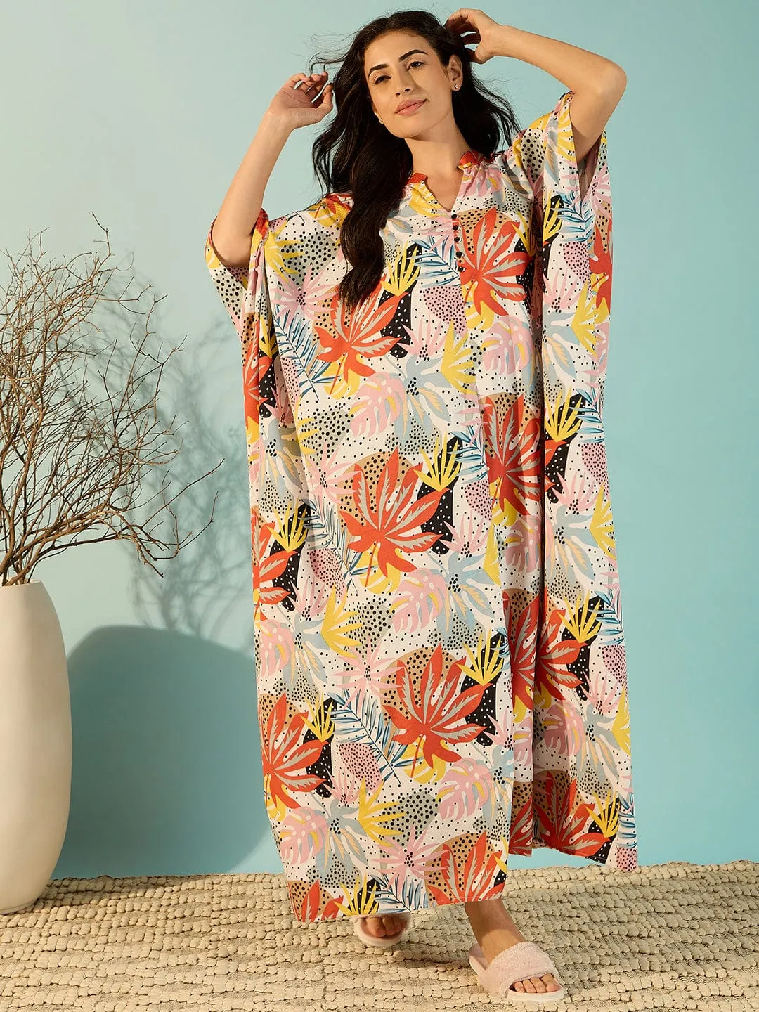 Vibrant Moods Freesize Boho Kaftan Nightdress For Women