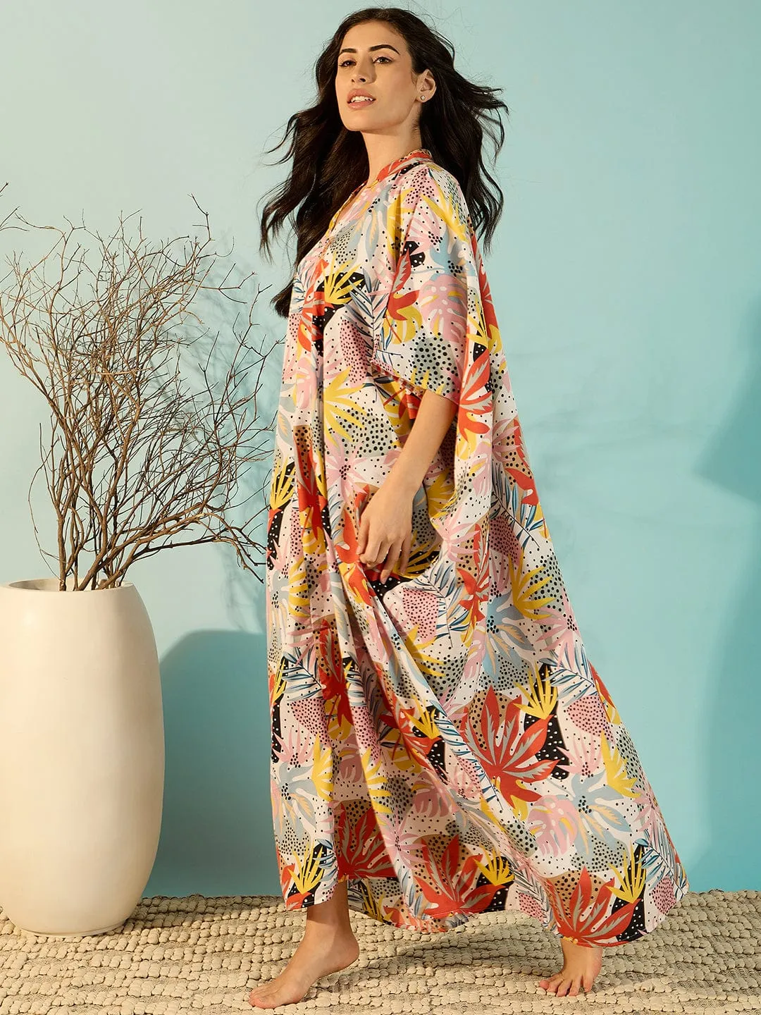 Vibrant Moods Freesize Boho Kaftan Nightdress For Women