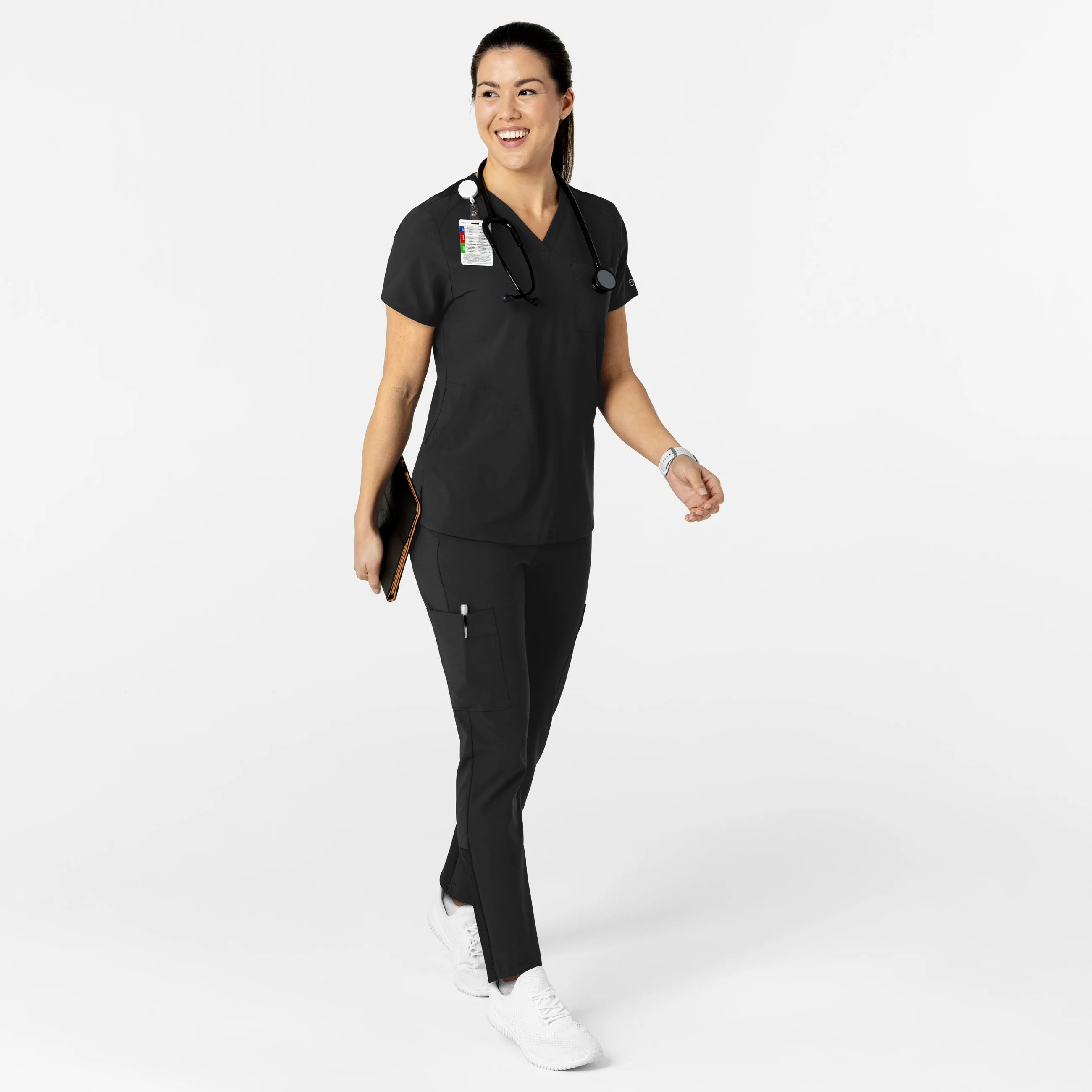 W123 Women's Flex-n-Reach Track Scrub Pant Black