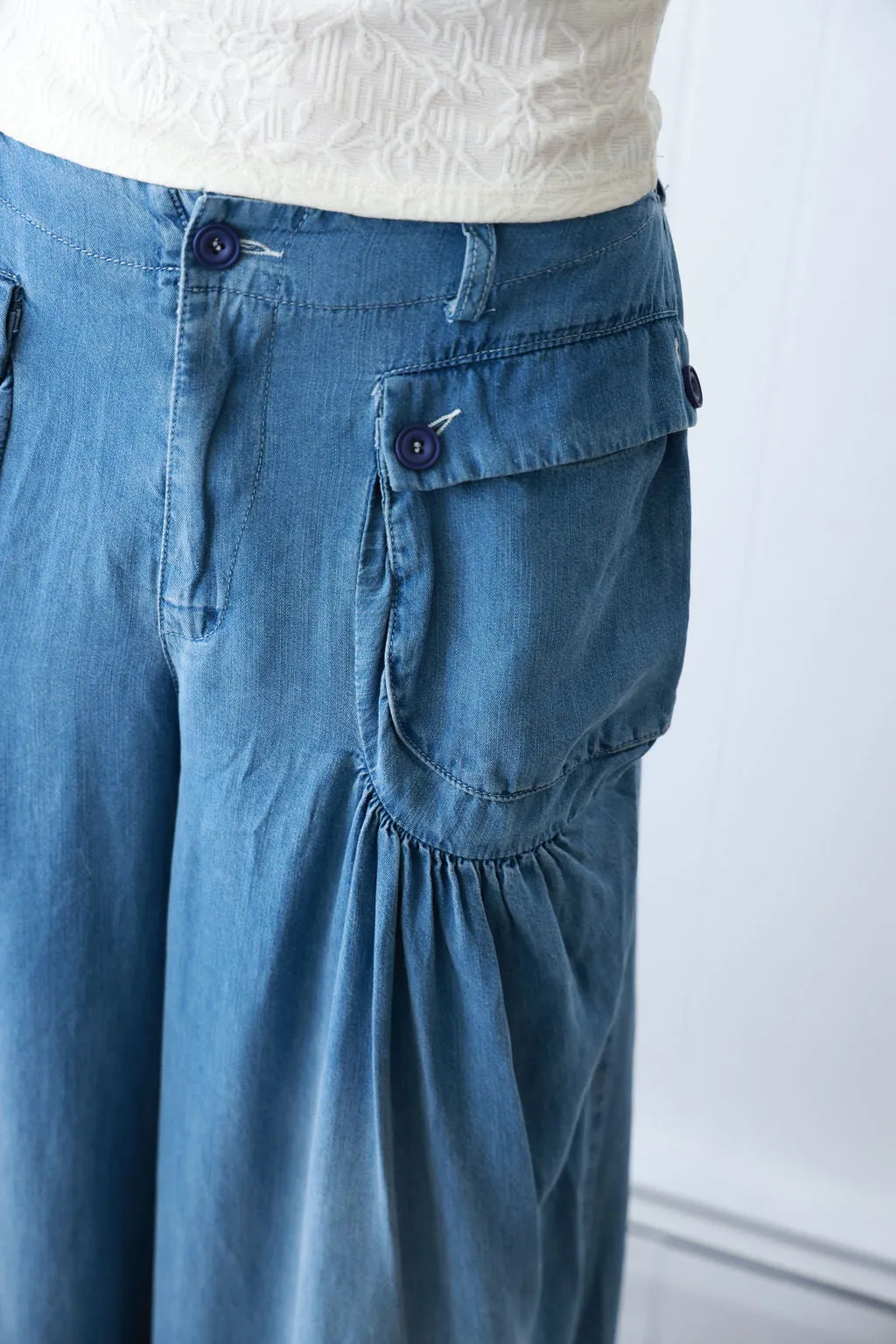 Washed Wide Leg Tencel Pants