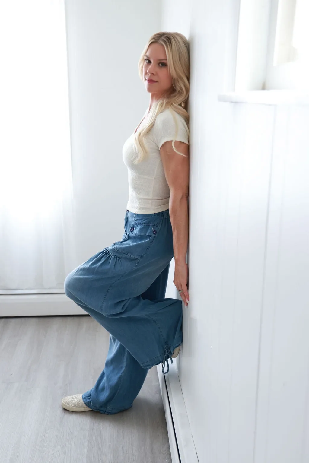 Washed Wide Leg Tencel Pants