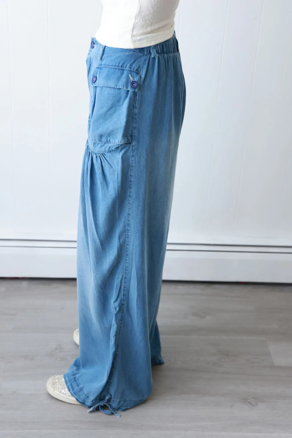 Washed Wide Leg Tencel Pants