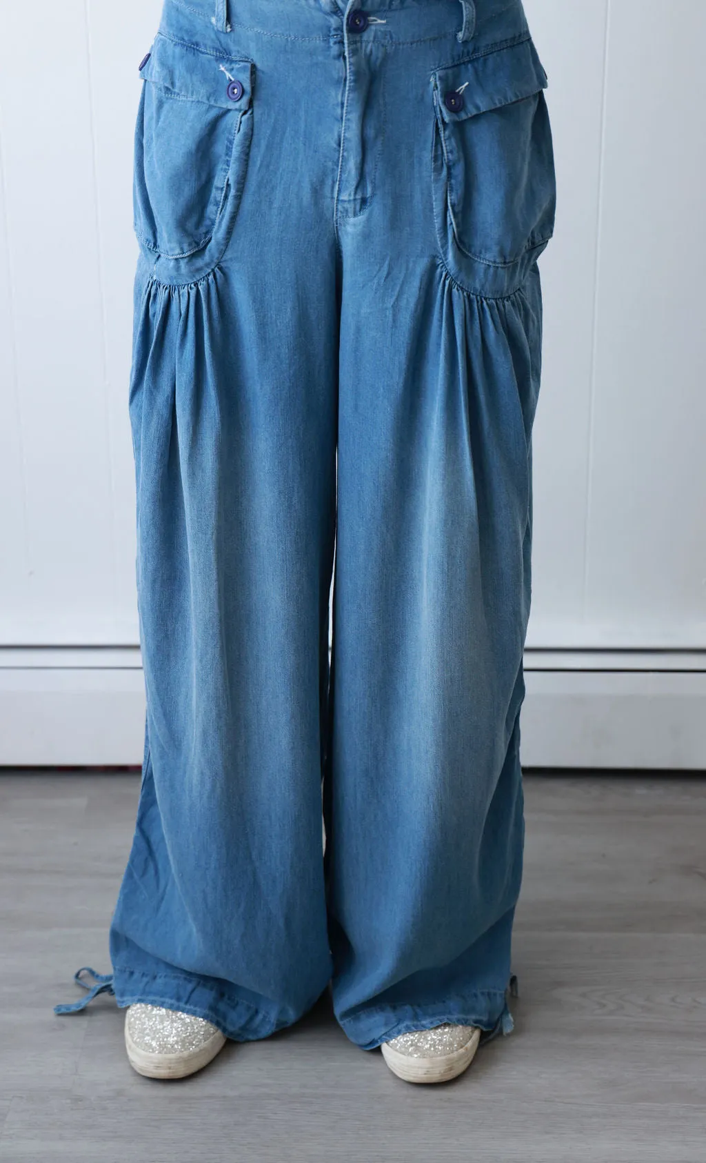 Washed Wide Leg Tencel Pants