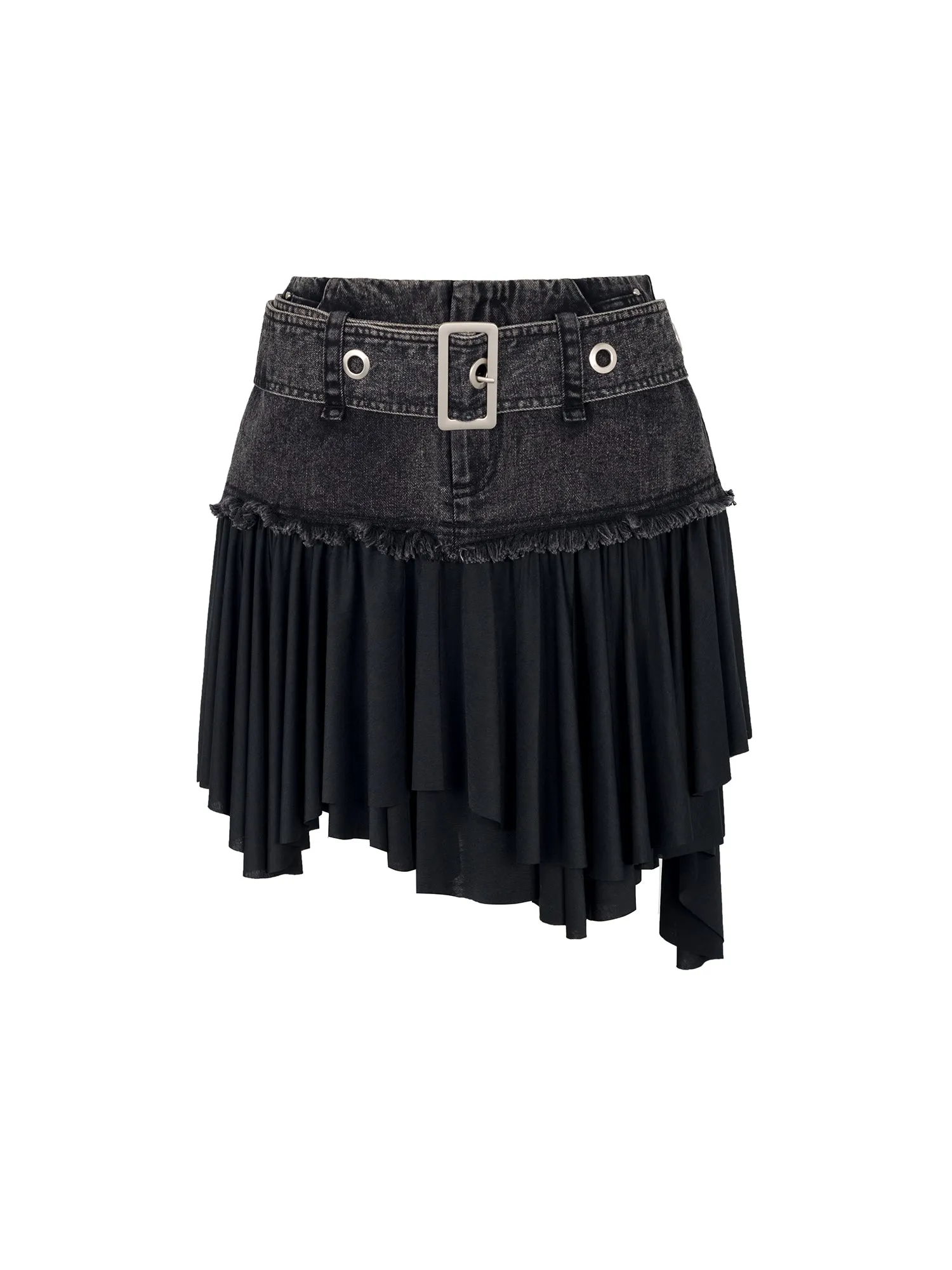 WESAME LAB DENIM STITCHING A-SHAPED MINISKIRT