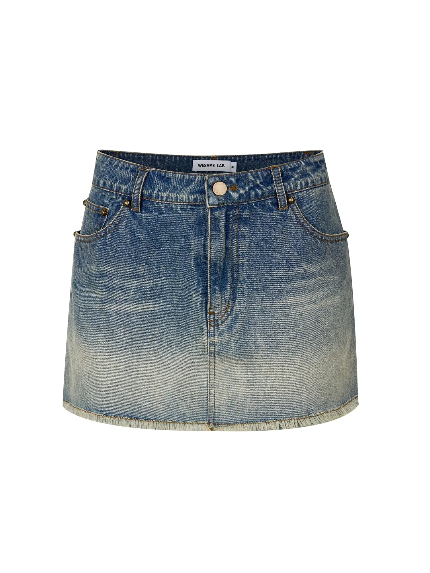 WESAME LAB GRADUATED DENIM SHORT WASHED SKIRT