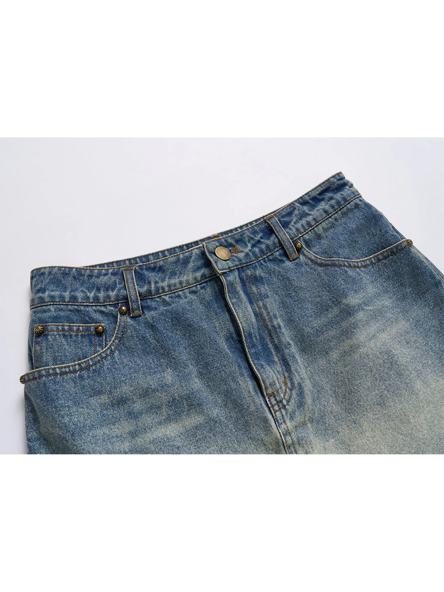 WESAME LAB GRADUATED DENIM SHORT WASHED SKIRT