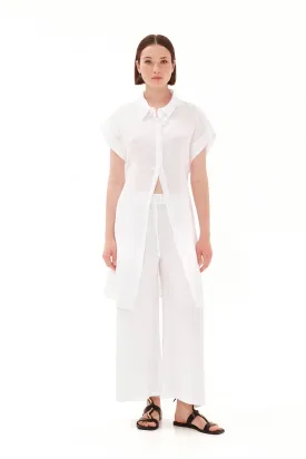 Wide Leg Linen Pants White