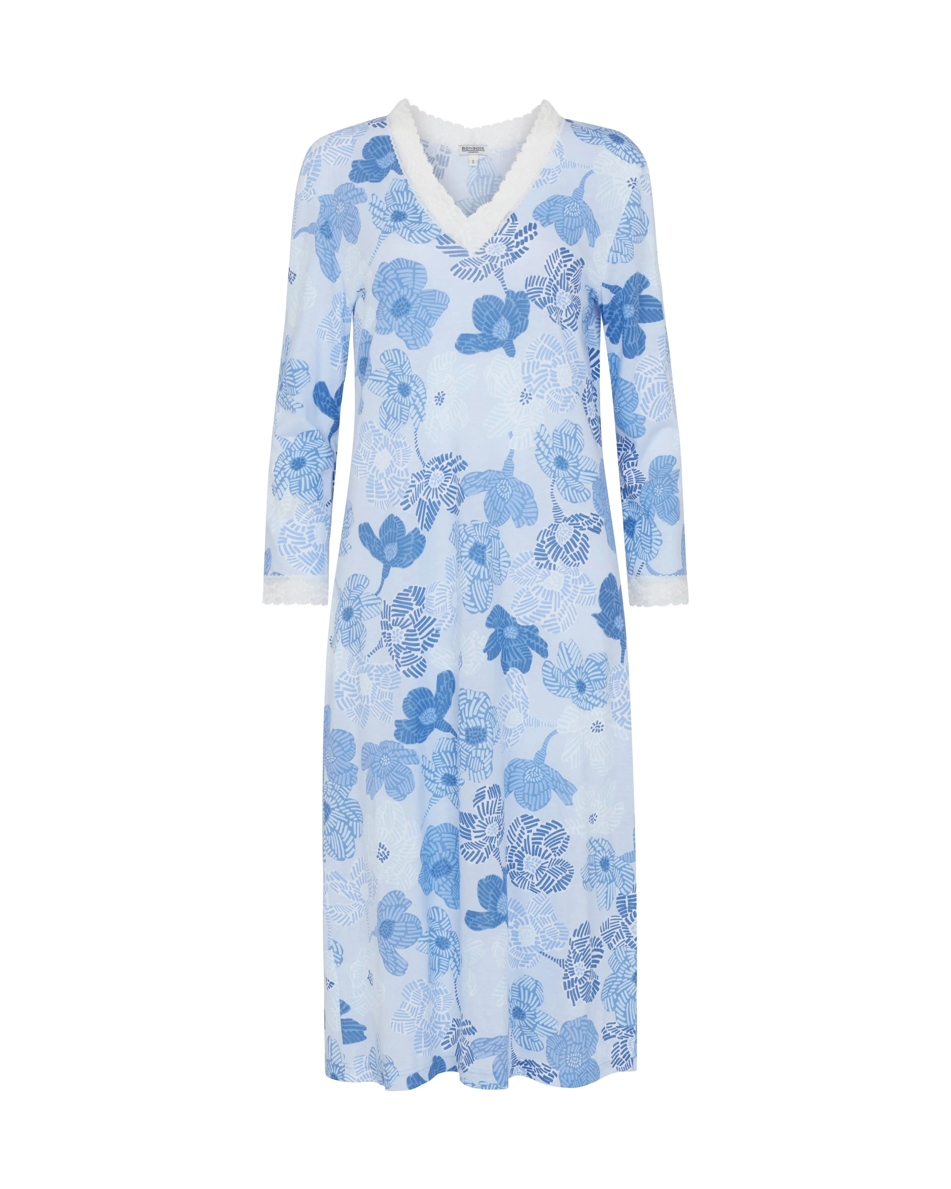 Women's Jersey Ella Nightdress - Rosa Floral Blue