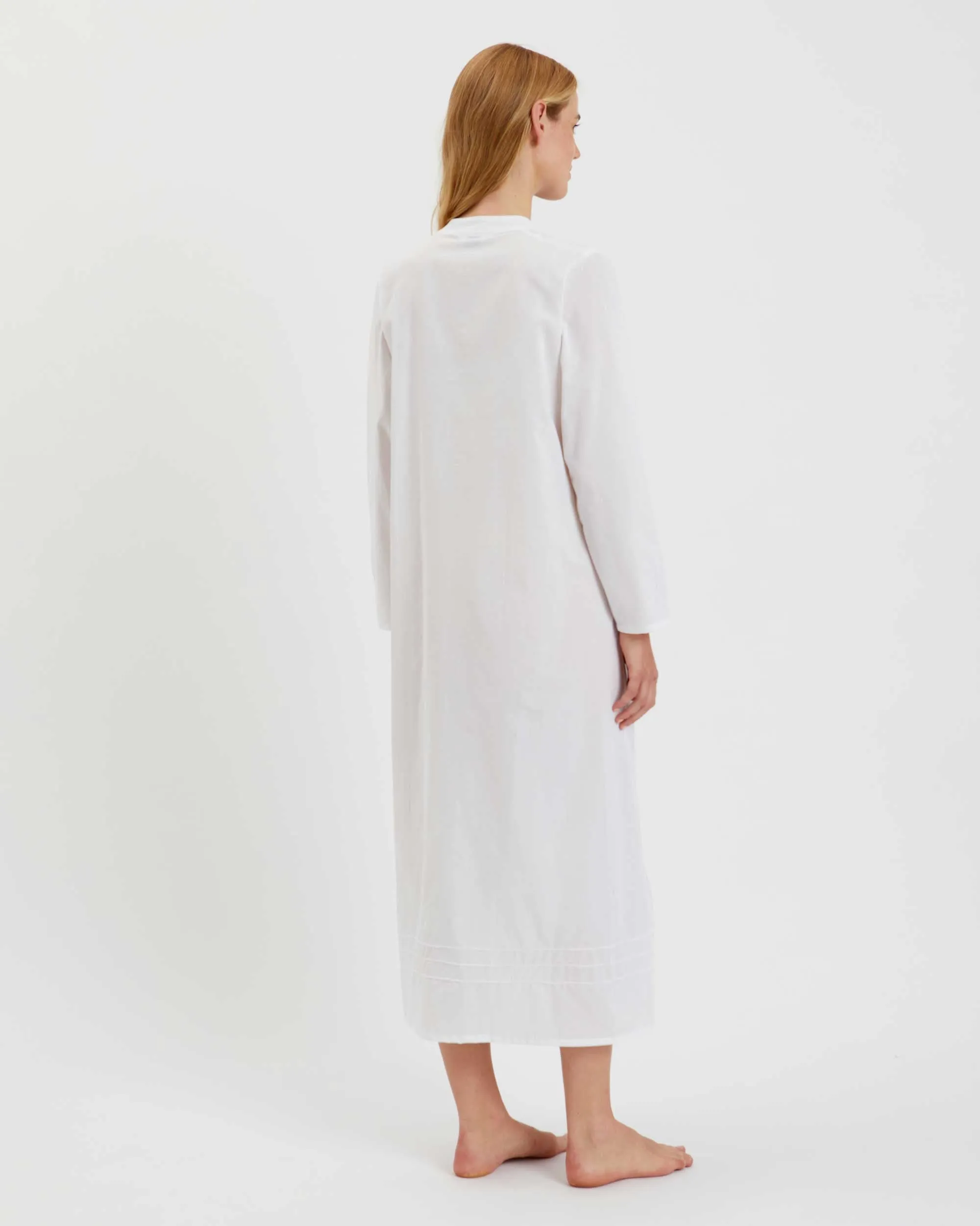 Women's Victoria Cotton Long Sleeve Nightdress - White