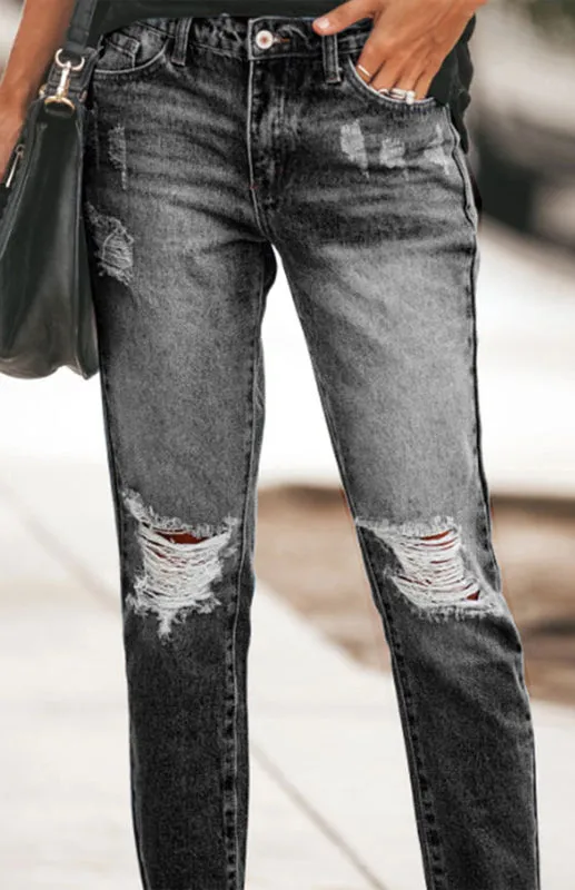 Worn Look Ripped Jeans