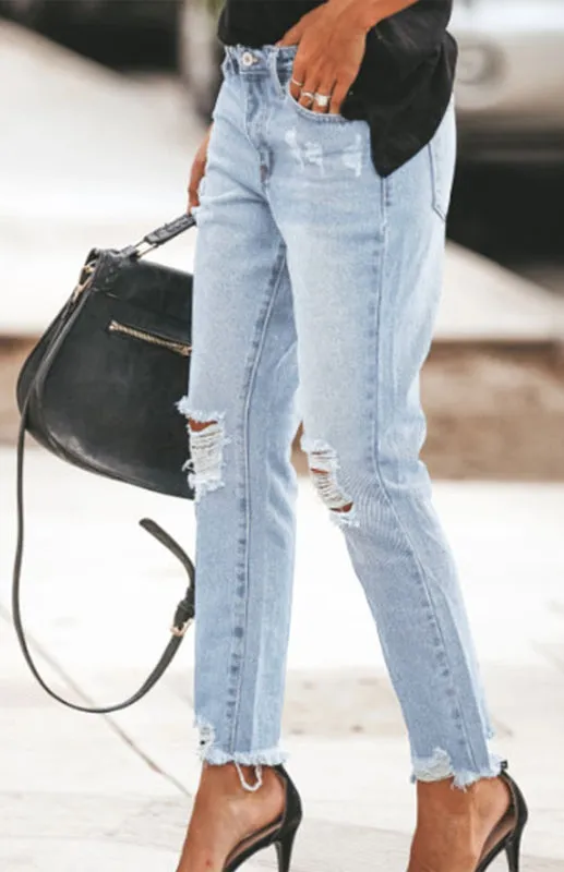 Worn Look Ripped Jeans