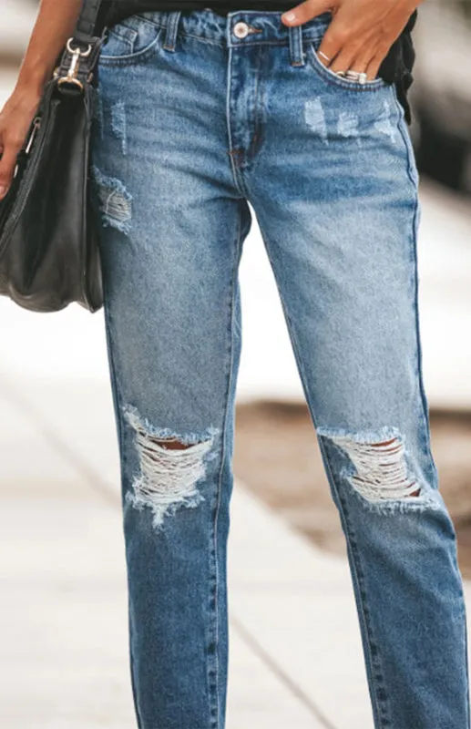 Worn Look Ripped Jeans